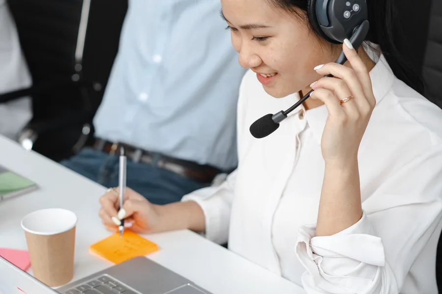 BPO customer support professionals working with headsets