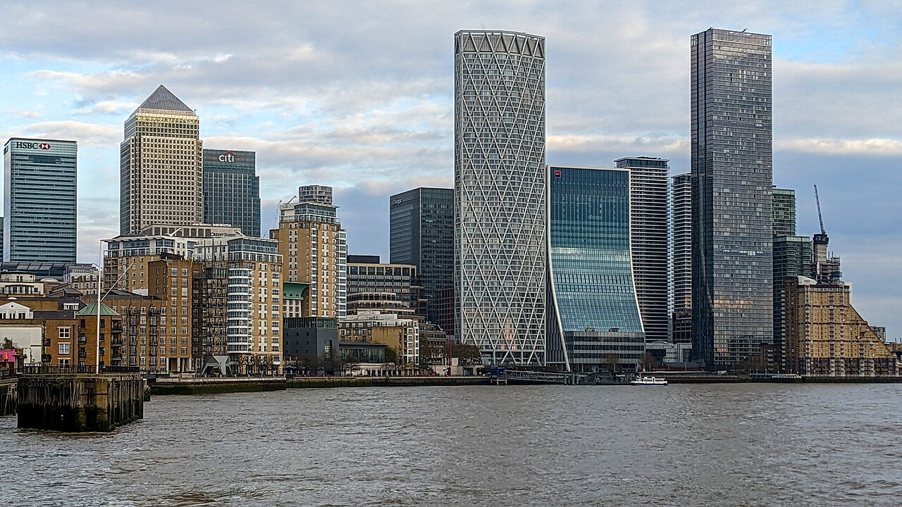 Canary Wharf commercial office towers in London